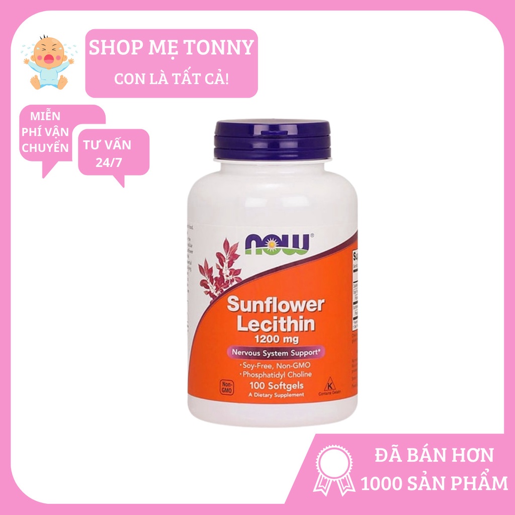 ( Date 2024) Viên uống chống tắc tia sữa Now Lecithin 1200mg 100v