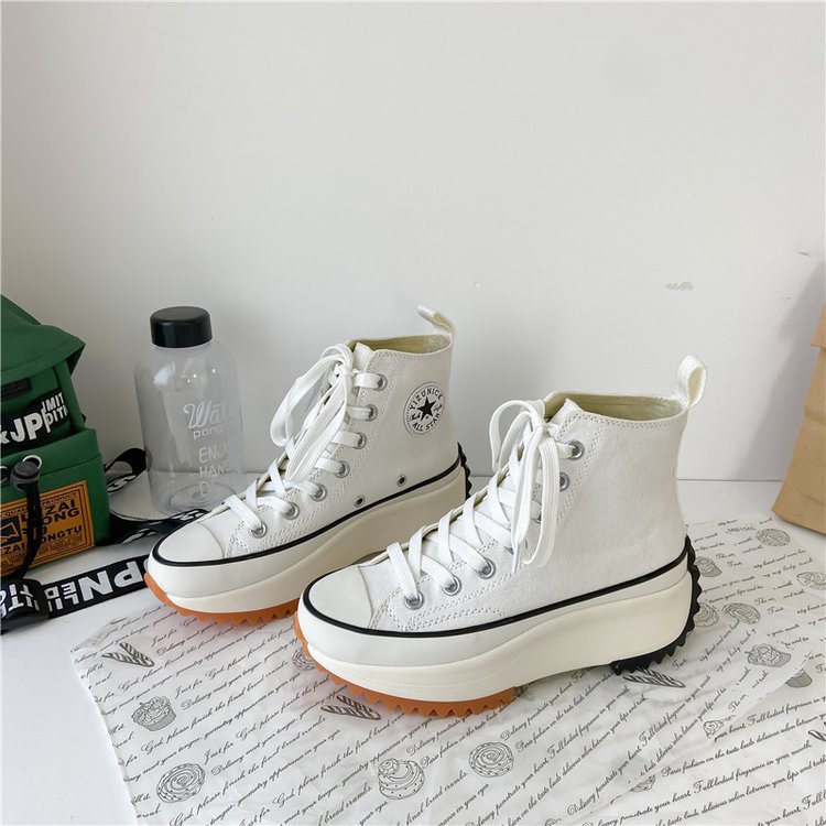 Fashionable Round Lace Up High Top Canvas Shoes for Women