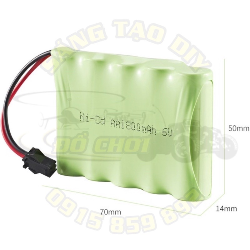 Pin 6V 1800mAh mới 100%. Pin Ni-Cd sạc lại dùng được nhiều lần