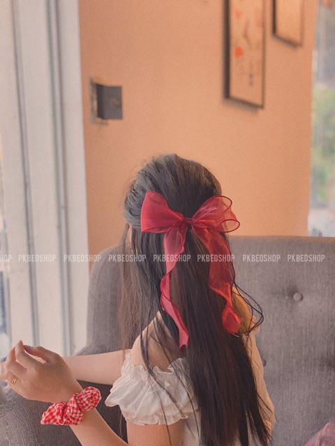 Scrunchies , dây buộc tóc nơ phong cách Hàn Quốc