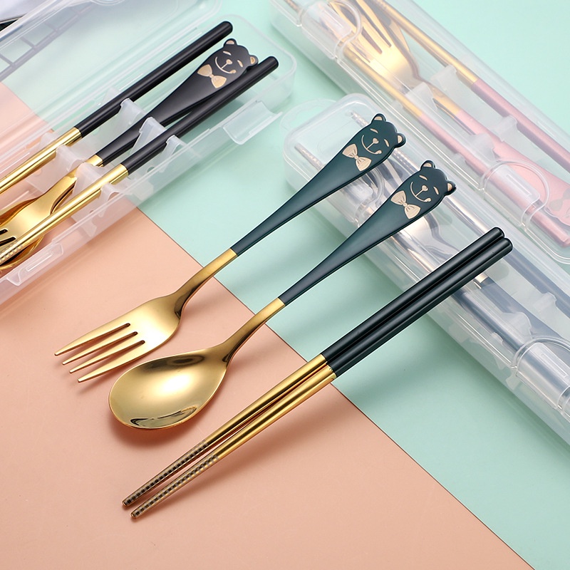 Bộ Muỗng Nĩa Đũa Bằng Thép Không Gỉ 304 Tiện Dụng Mang Theo Du Lịch