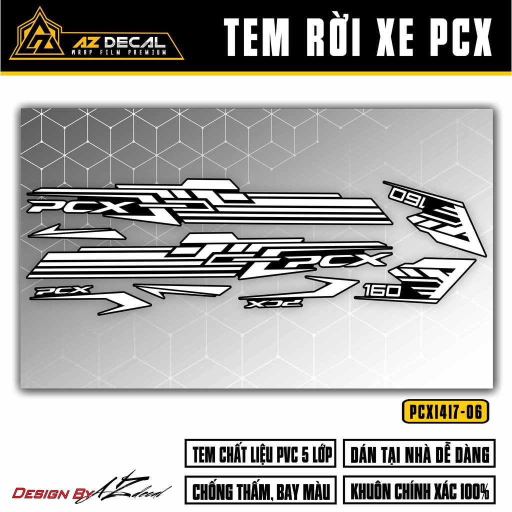 Tem Rời Dán PCX 160 Thiết Kế Hiện Đại | PCX-06 | Decal Chế Dán Xe Máy PCX Chống Thấm Nước, Chống bay Màu