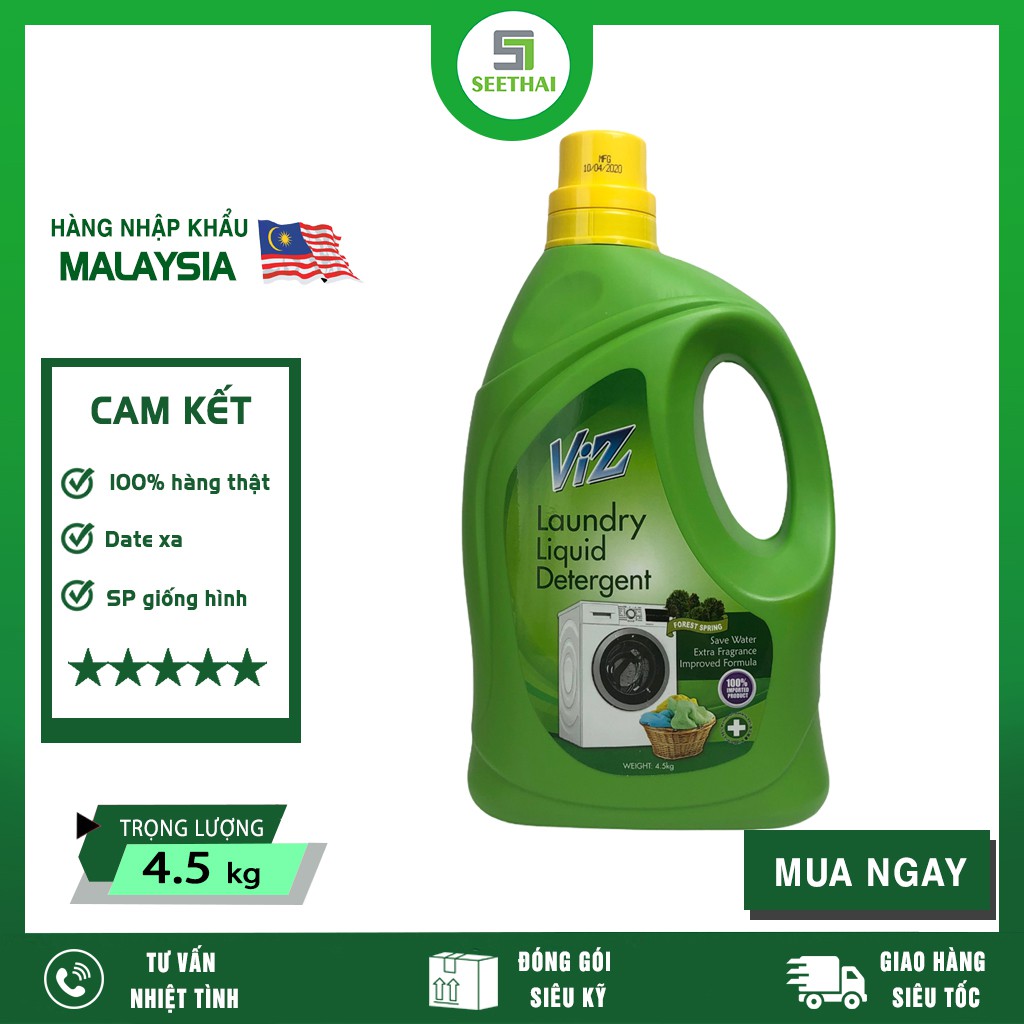 [HÀNG CHÍNH HÃNG] Nước Giặt Đậm Đặc Viz Malaysia 4,5kg Màu Xanh