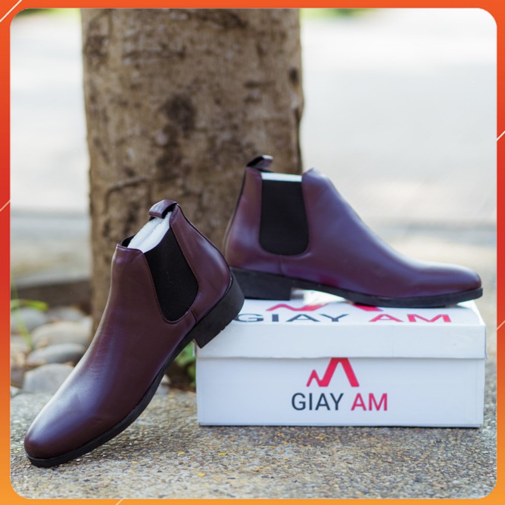 [Giày da chống nhăn][Tặng tất khử mùi] Giày Chelsea boot nâu trơn tăng chiều cao 4cm | BigBuy360 - bigbuy360.vn
