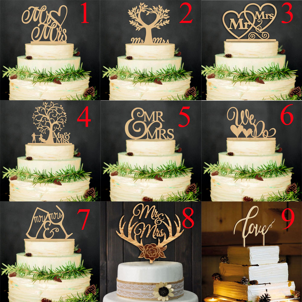 ❀SIMPLE❀ "Mr and Mrs" DIY Cake Decorations Rustic Bride and Groom Wood Cake Topper Laser Cut Wooden letters|Gifts Vintage Wedding Supplies