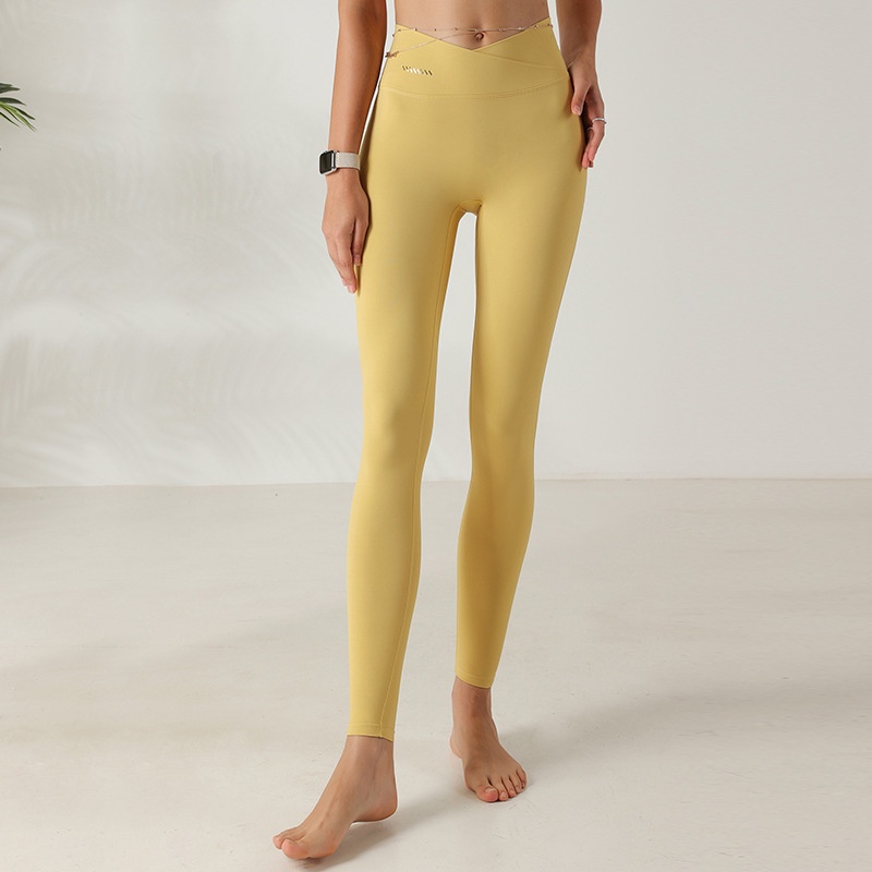 Quần legging thể thao lưng cao thiết kế đắp chéo