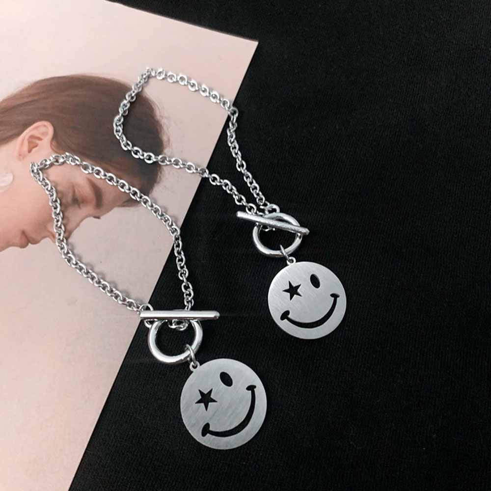 Vòng tay mạ bạc trang trí hình mặt cười thời trang cá tính