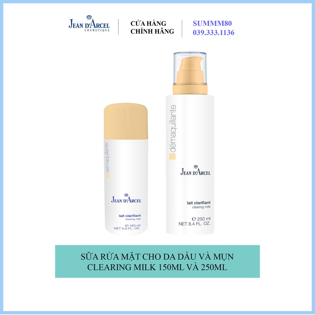  [TRỢ GIÁ] Sữa rửa mặt cho da dầu mụn Jean D'Arcel_Jean Darcel Clearing milk