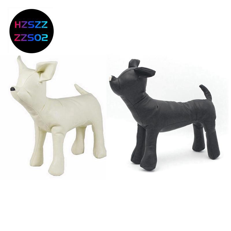 2 Pcs Leather Dog Mannequins Standing Position Dog els Toys Pet Animal Shop Display Mannequin , Black M & White L