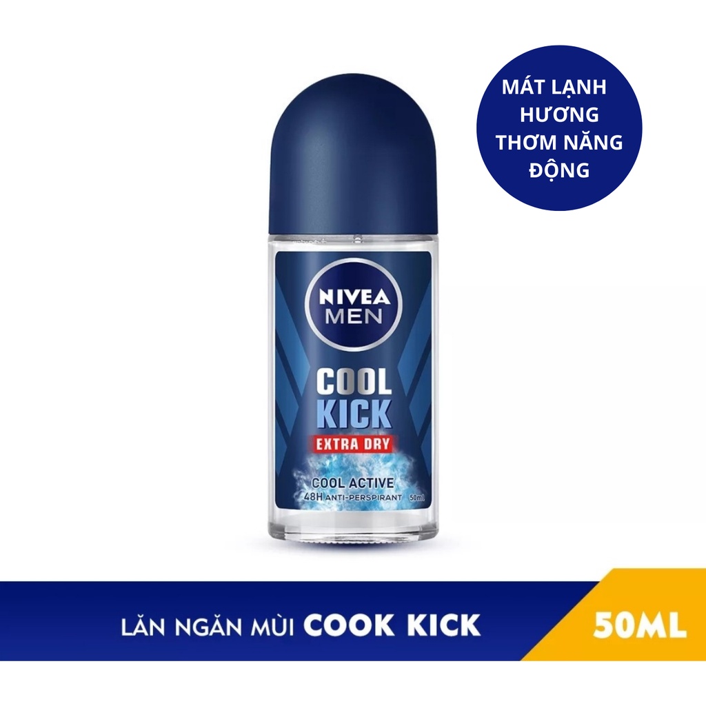 Lăn ngăn mùi NIVEA Men 50ml ngăn mùi cơ thể, ngăn vệt ố vàng- chuẩn hàng công ty