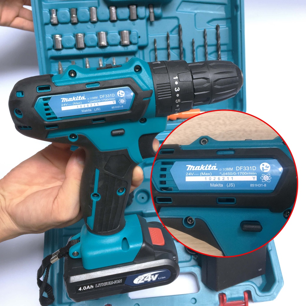 Máy khoan bê tông Pin cầm tay Makita 24v full phụ kiện - máy khoan Makita có búa khoan tường - bắt vít