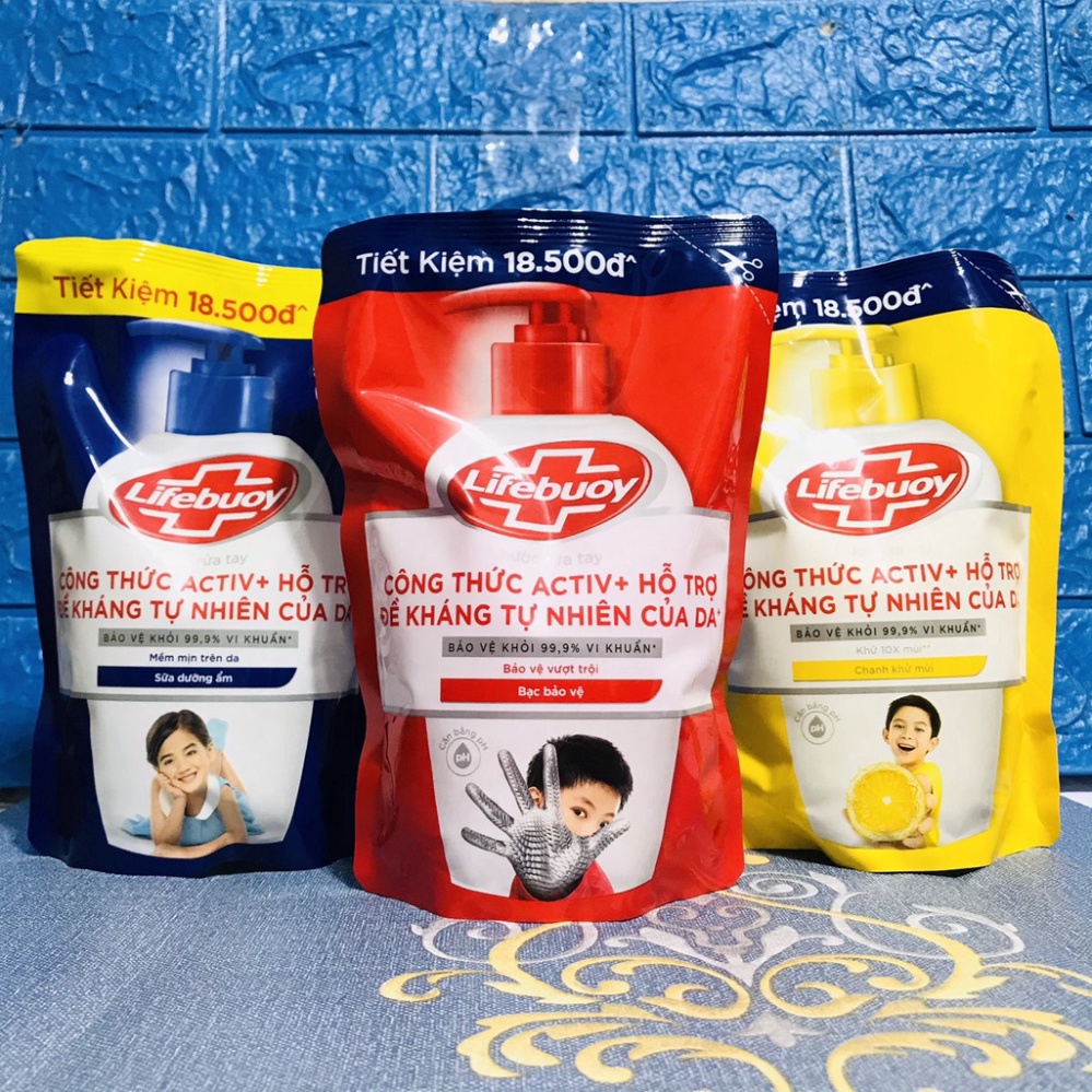 Túi Nước Rửa Tay Lifebuoy Giúp Sạch Khuẩn Và Bạc Bảo Vệ, Bảo Vệ Khỏi 99.9% Vi Khuẩn Gây Bệnh 400G
