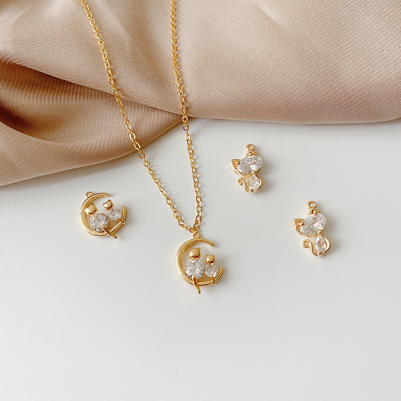 Mặt Vòng cổ Đồng Mạ Vàng 18K Hình Mèo Dễ Thương