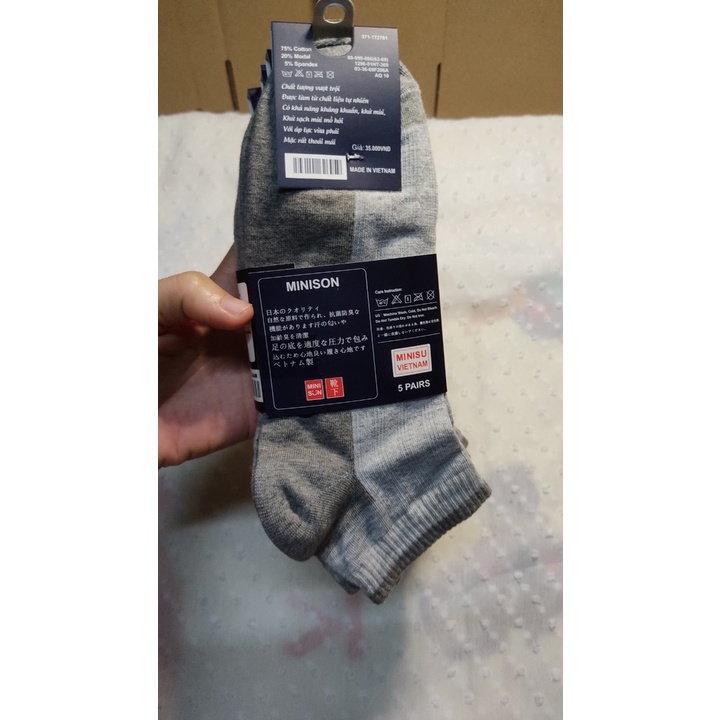 SET 3 đôi Tất Nam Cổ Ngắn Vớ Nam Nữ vải Cotton dày vừa, chất liệu thoáng mát khử mùi TATNAM05