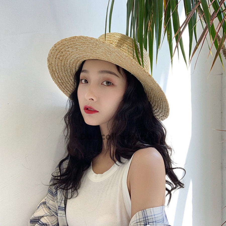 [NowShip2h] Nón Cói (Mũ Cói) Rơm Raffia Sợi Tự Nhiên Phối Dây Ren Chống Nắng Đi Biển - Mã NC028