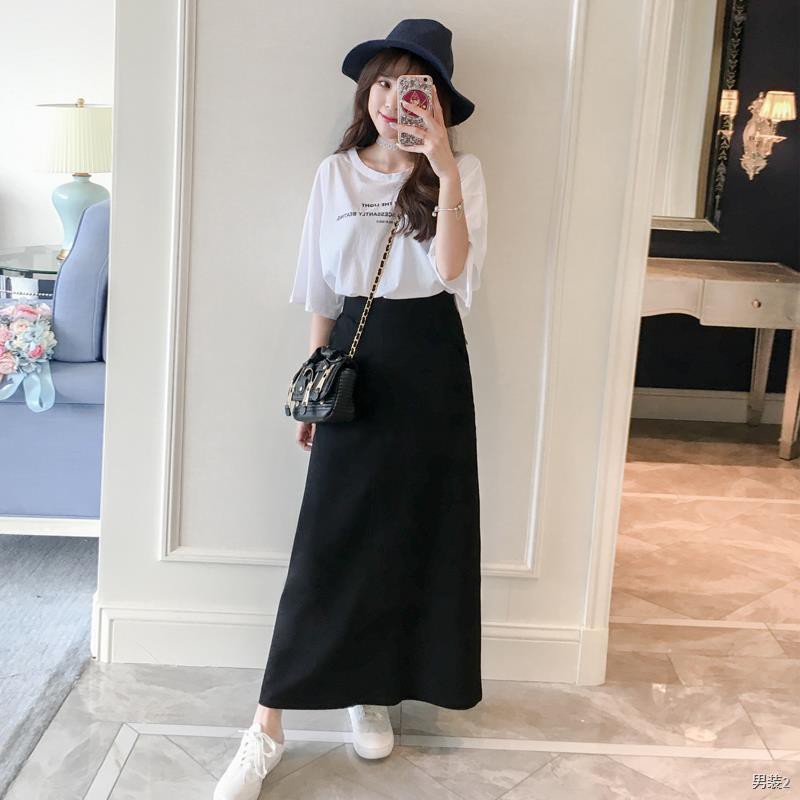 Spring / Summer 2021 Váy cotton kiểu La Mã nữ chữ A cạp cao, suit đen nhỏ, to, dài màu nude