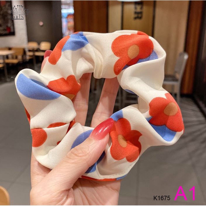 Dây cột tóc vải scrunchies hoa mai thời trang Orin K1675