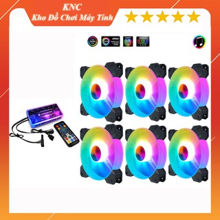 Bộ 6 Quạt Tản Nhiệt, Fan Case Coolmoon Y1 Led RGB Dual Ring-Kèm Bộ Hub Và Remote nháy nhạc