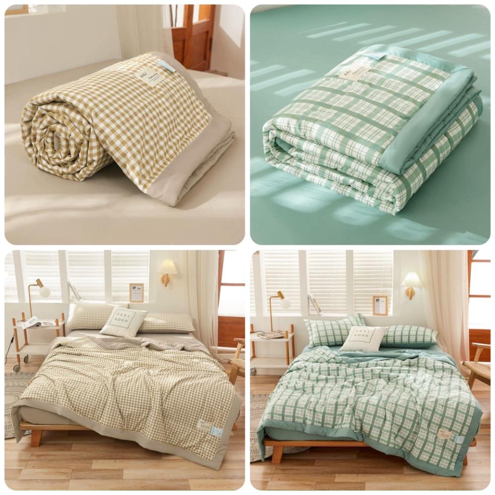 Bộ Chăn Ga Cotton Đũi Chăn Trần Bông Hè Mềm Mịn Nhập Khẩu 4 Món Đủ Kích Thước