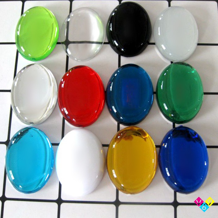 Đá nhựa hình bầu dục đế dẹt kích thước 30x40mm làm đồ thủ công Handmade DIY