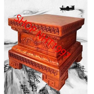 Kỉ đục gỗ Hương - Đế vuông chân loa cao 20cm