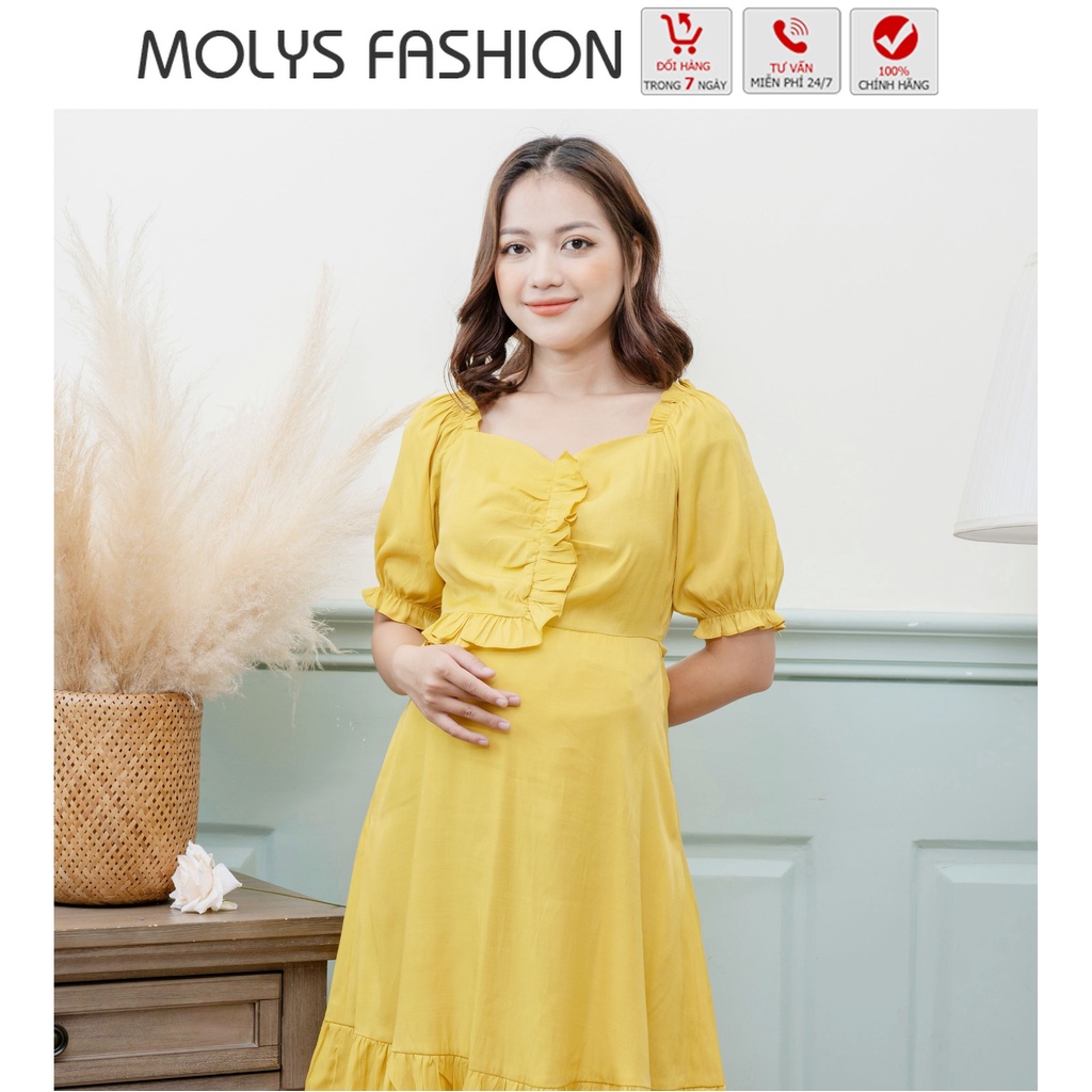 Đầm bầu kết hợp cho con bú sau sinh MOLYS M2271 dáng suông đuôi cá bất hủ mặc 3IN1,nhiều họa tiết