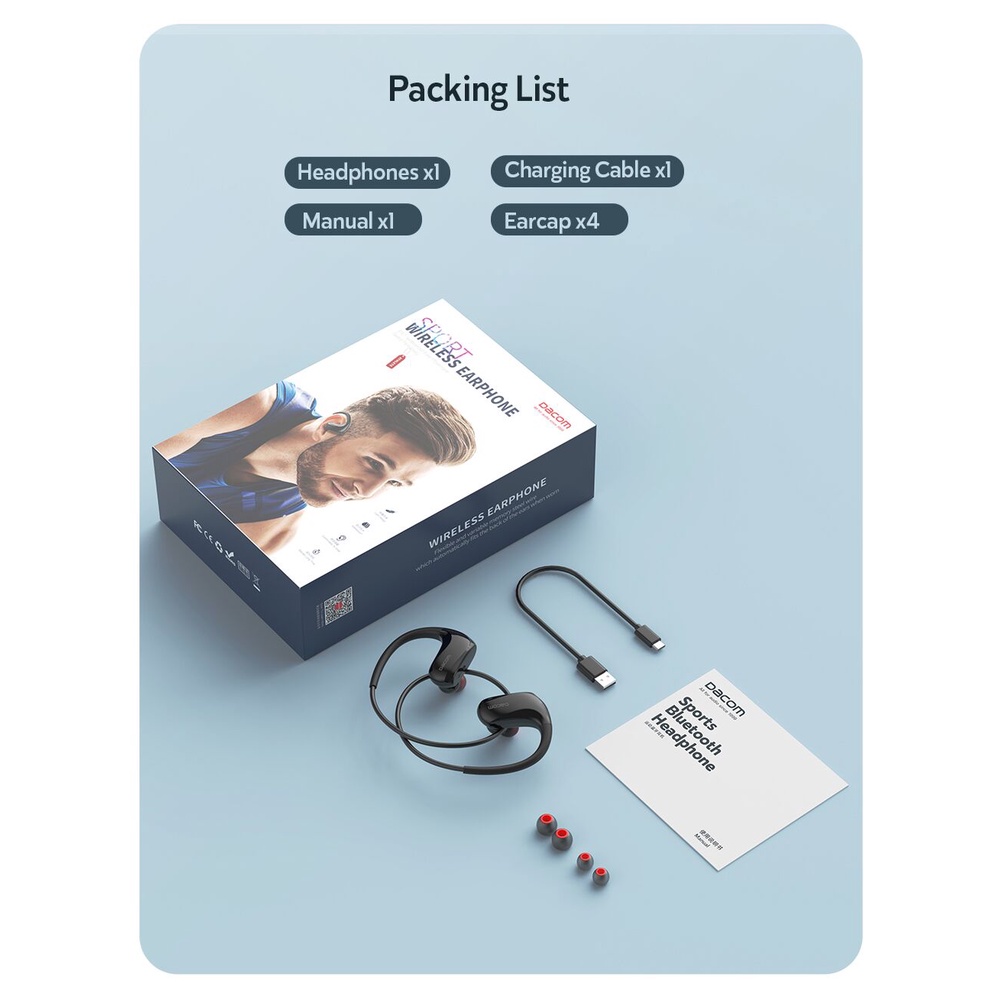 Tai nghe không dây Dacom IPX7 Chống Nước Âm Thanh Siêu Trầm Và Phụ Kiện Tai nghe Bluetooth