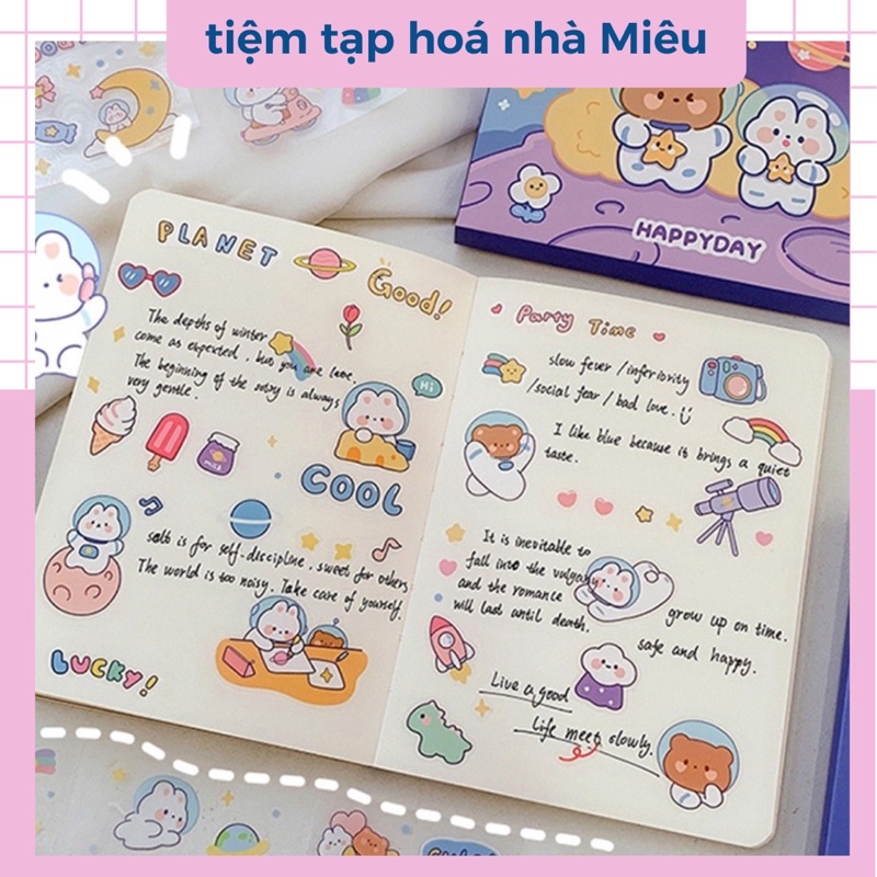 Sticker dễ thương, miếng dán trang trí dán tập vở, bình nước, điện thoại - tiệm tạp hoá nhà Miêu