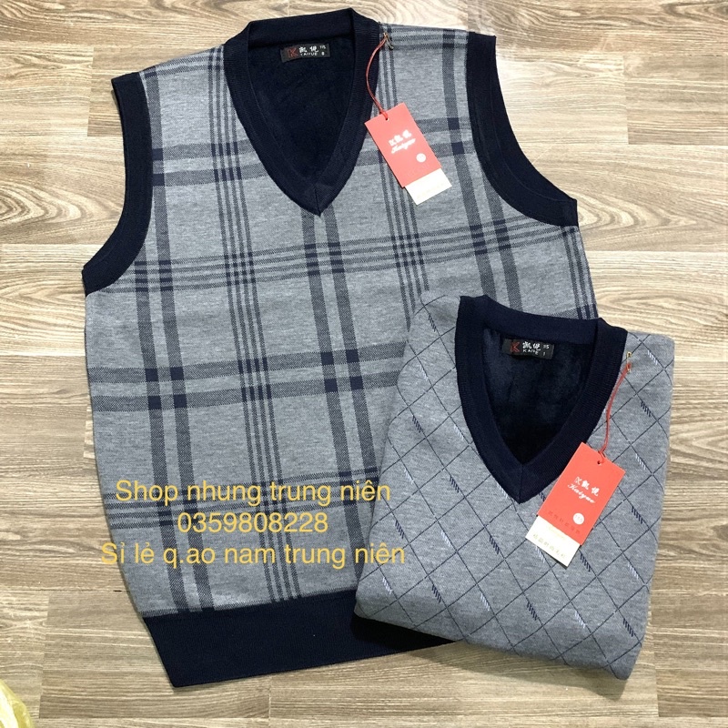 Áo len ghi le nam trung niên lót lông cực ấm chất đẹp dày dặn Shop của Nhung