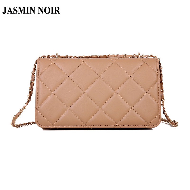 Túi Đeo JASMIN NOIR Chéo Dáng Vuông Nhỏ Họa Tiết Caro Phối Dây Xích Thời Trang Cao Cấp Cho Nữ
