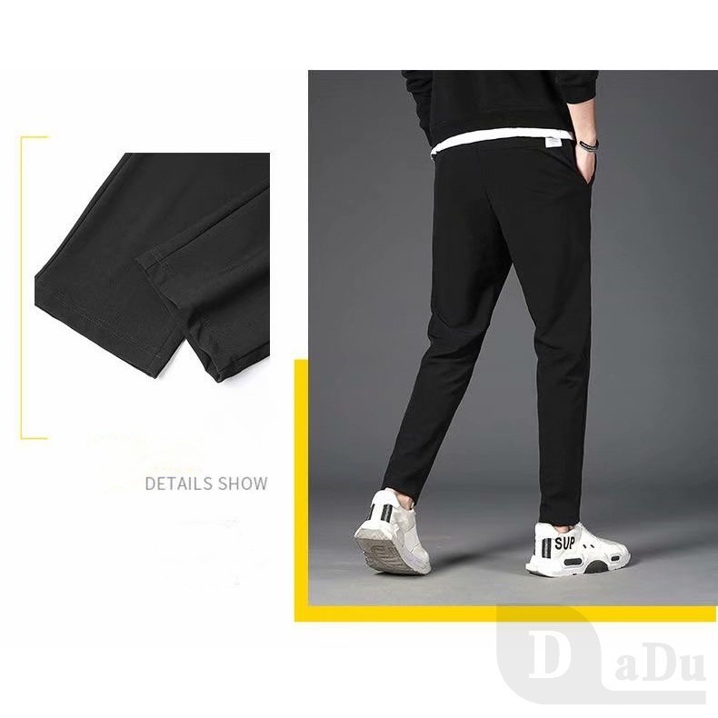 Quần Dài Thể Thao Ống Suông Vải Lụa Mát Nhanh Khô Phong Cách Hàn Quốc Thời Trang Cho Nam
