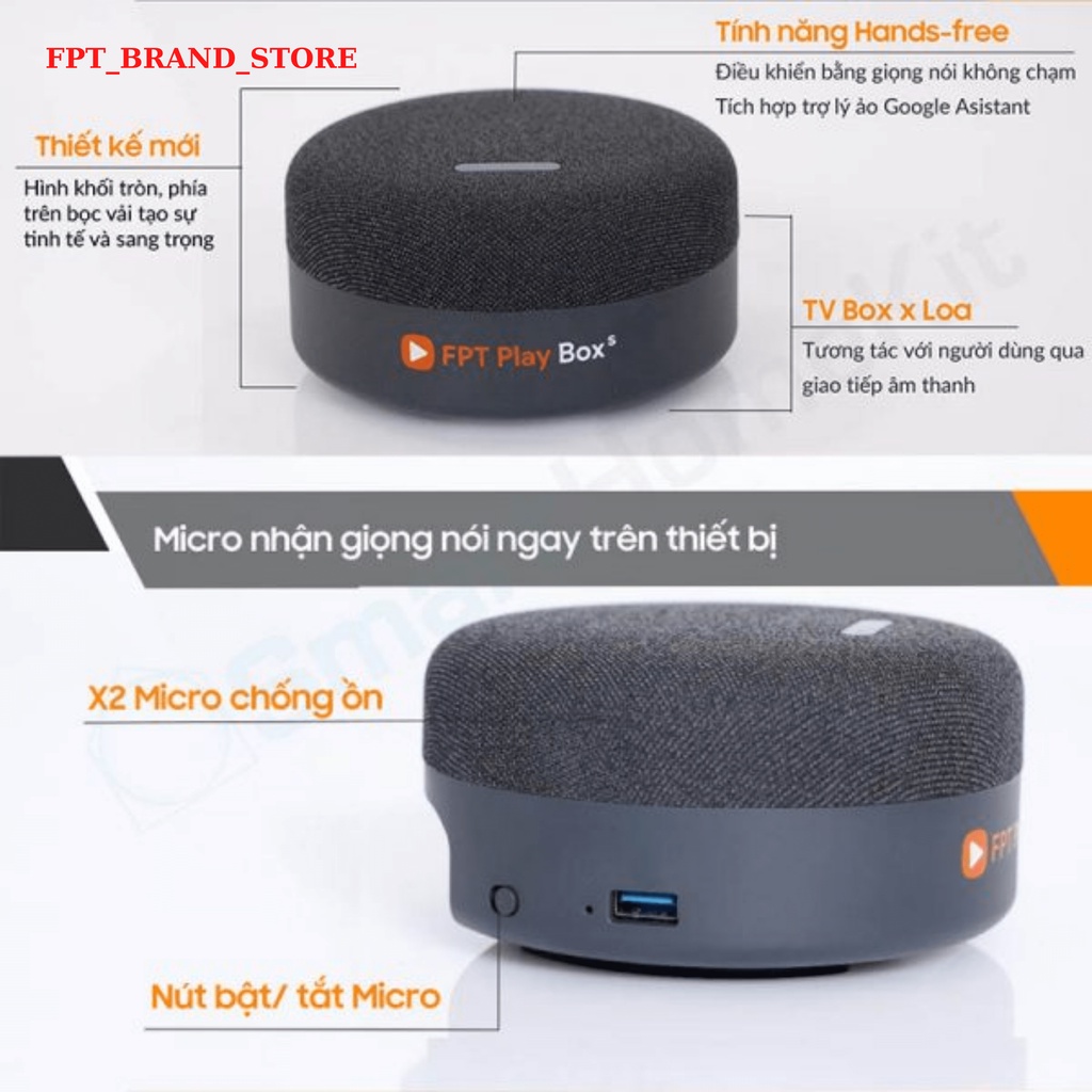 FPT PLAY BOX S 2021 FPT TELECOM -Model T590 Hands-free Android TV 10 Box Kết Hợp Loa  Điều Khiển Giọng Nói + 4K