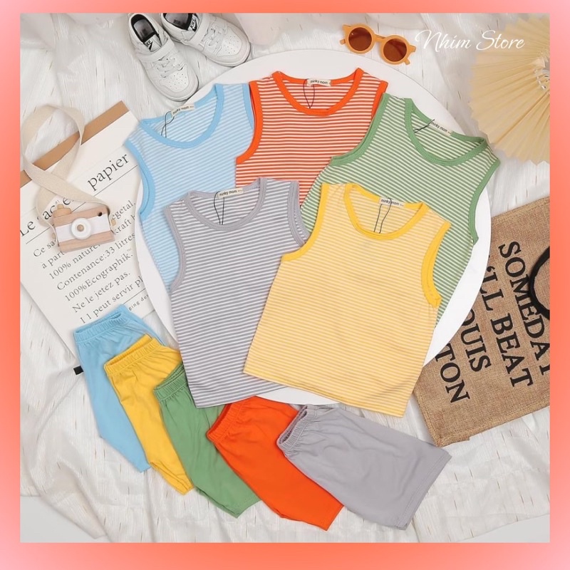 Minkymom_Bộ đồ cộc ba lỗ sát nách cho bé chất liệu thun lạnh Sài Gòn siêu đẹp, mát, mềm