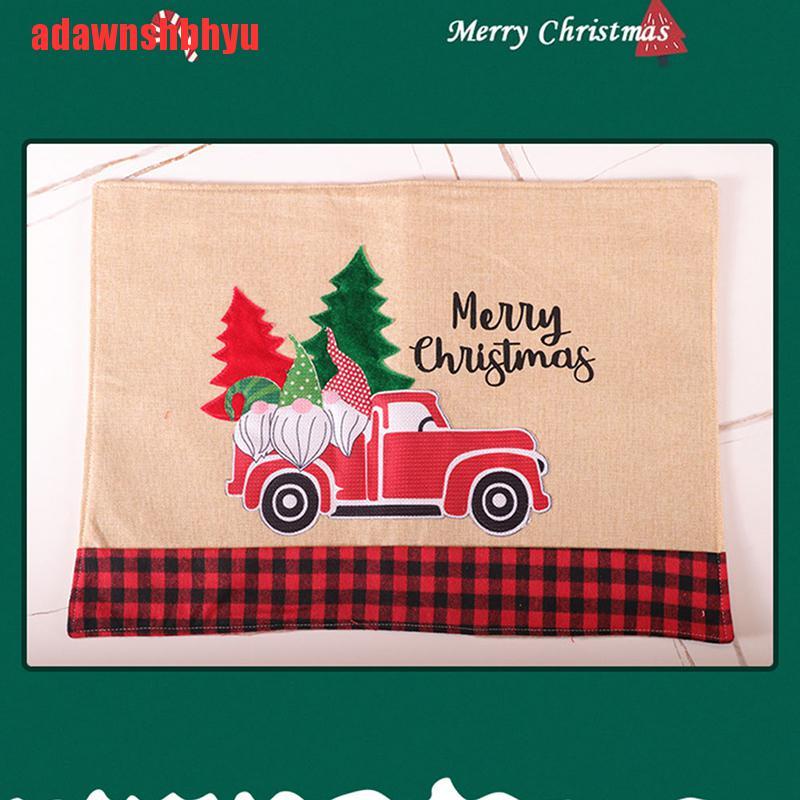 [adawnshbhyu]Christmas Home Kitchen Plaid Print Cotton Linen Placemat Dining Coffee Table Mat