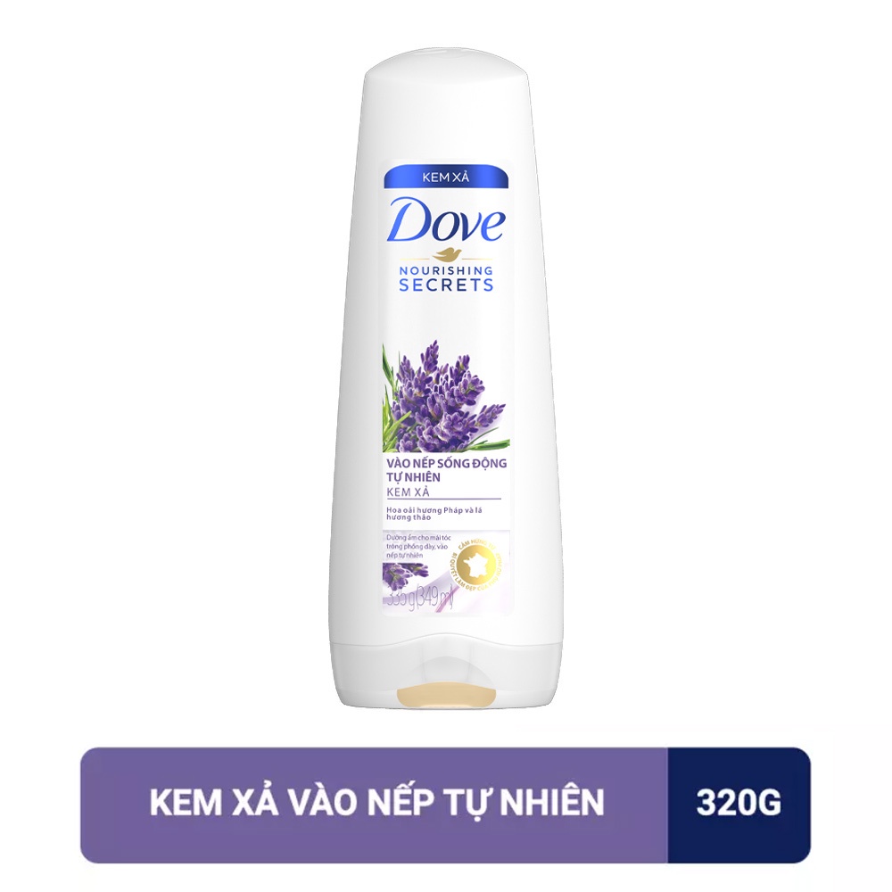 Kem Xả Dove Vào Nếp Sống Động Tự Nhiên Hoa Oải Hương Pháp Và Lá Hương Thảo 320g