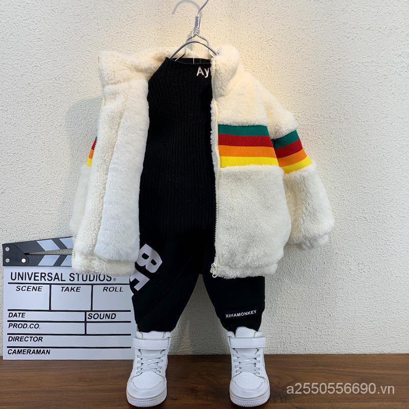 Áo khoác lông cừu dày dặn thời trang thu đông mới cho bé