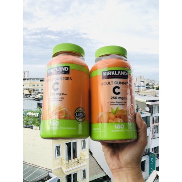 Kẹo dẻo bổ sung Vitamin C Kirkland Adult Gummies C 250mg hộp 180 viên của Mỹ - Tăng sức đề kháng, chống oxy hóa