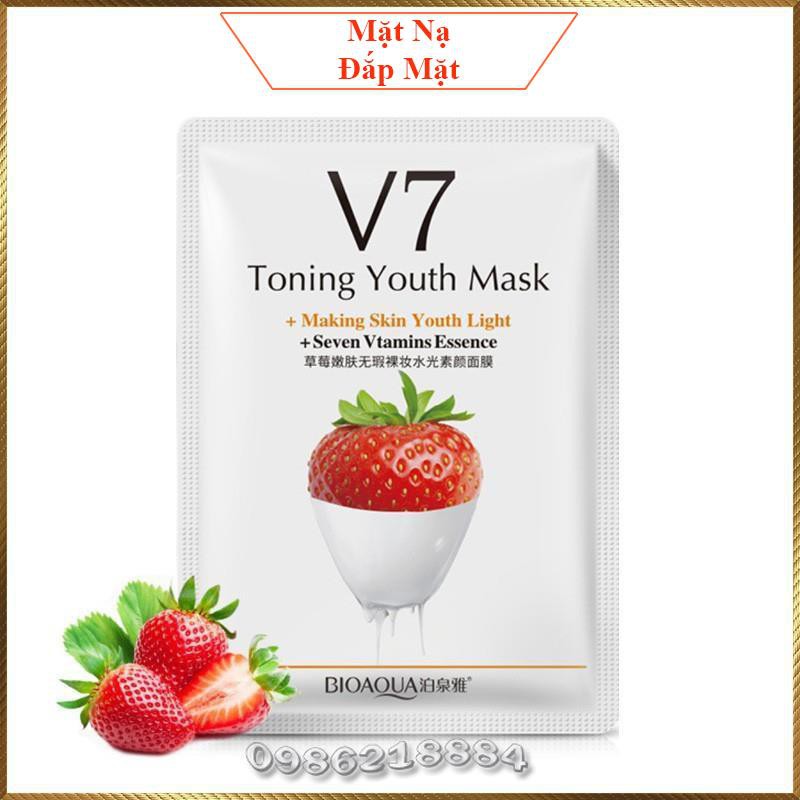 Mặt nạ Dâu Tây Bioaqua V7 Toning Youth Mask sáng da cấp ẩm dưỡng da tươi trẻ DTB3