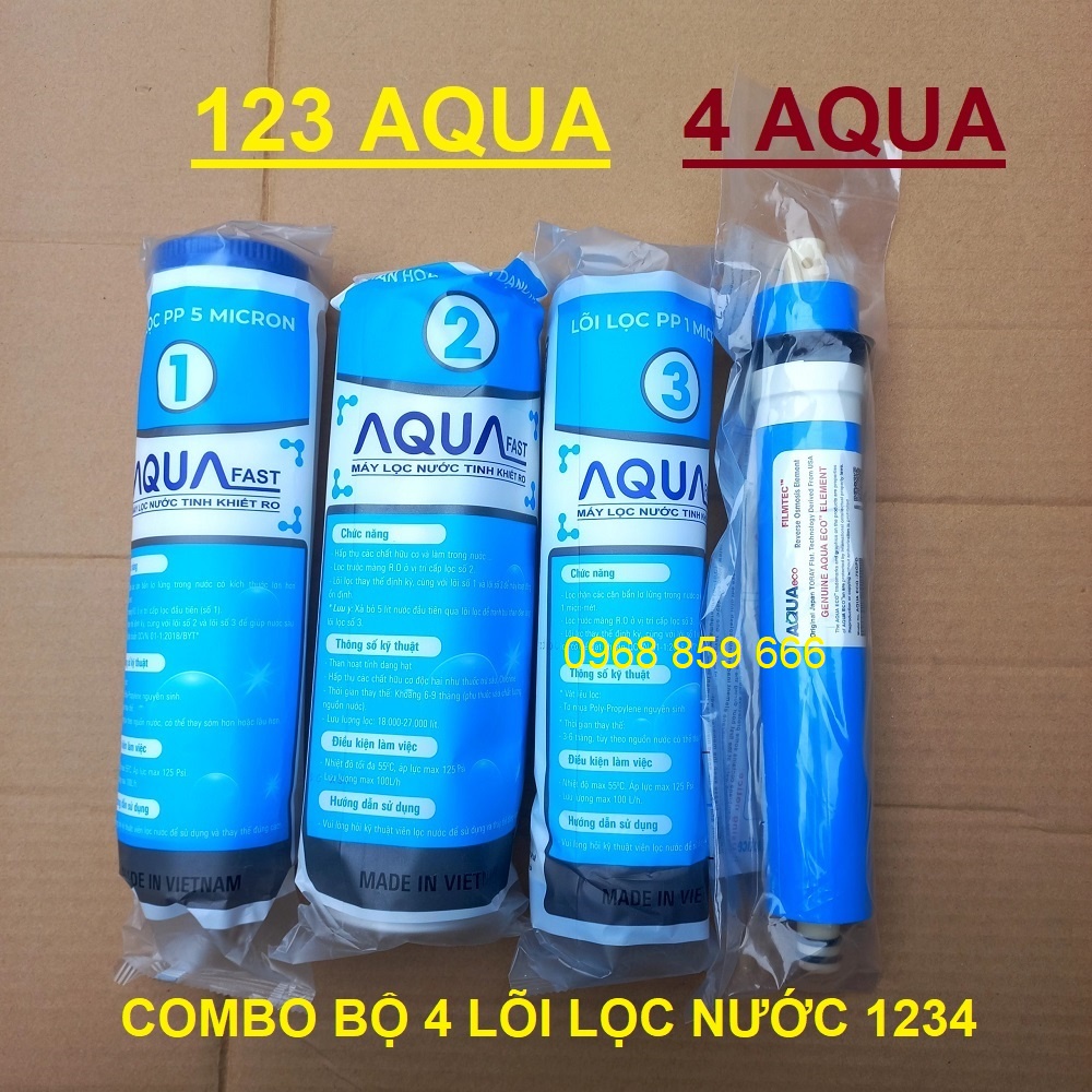 Lõi Lọc Nước Số 4 Màng RO AQUA tặng bộ lõi lọc nước AQUA số 1,2,3 ( bộ lõi 1234 AQUA)