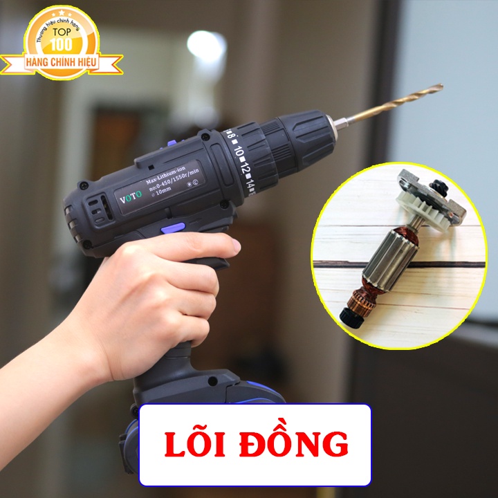 Khoan pin 21v Voto Tặng 4 mũi bắt vít
