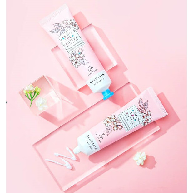 Kem dưỡng tay hạt bơ mềm mịn, chống bong tróc BEAUSKIN JASMINE SHE BUTTER HAND CREAM Hàn quốc 100ml/ Hộp