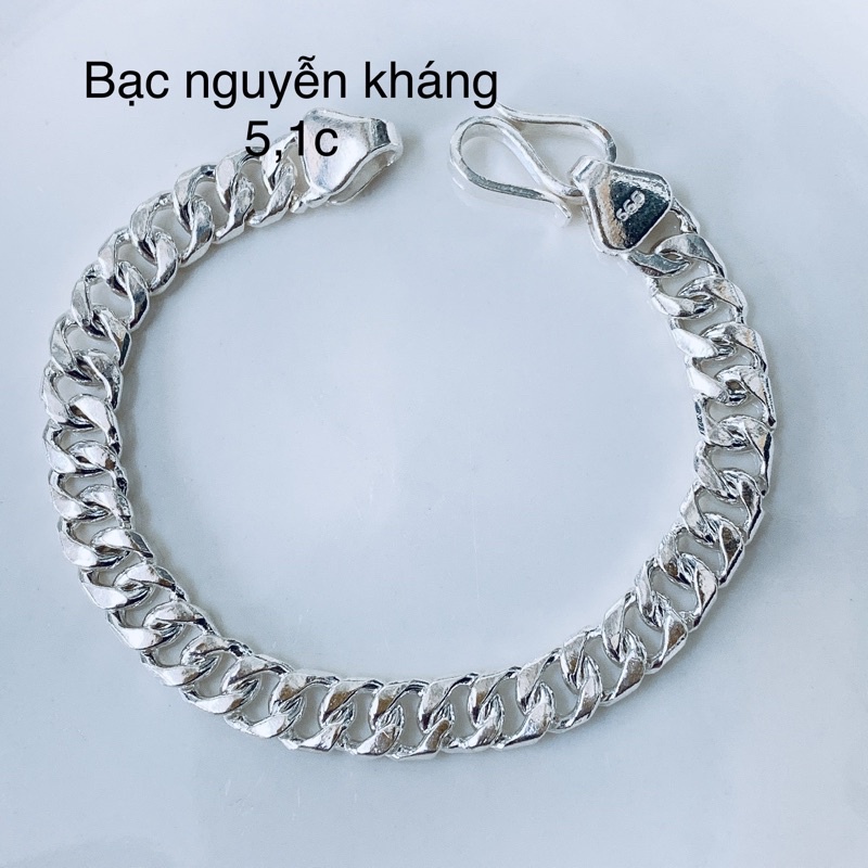 VÒNG TAY NAM BẠC NGUYÊN CHẤT DÁNG MẮT XÍCH ĐƠN GIẢN NoBrandUnisexSilver