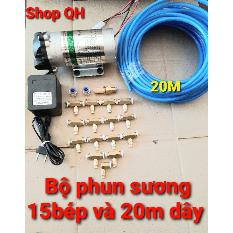 Máy tưới lan - Máy bơm phun sương 15 béc - (combo bộ bơm 24v-15 béc)