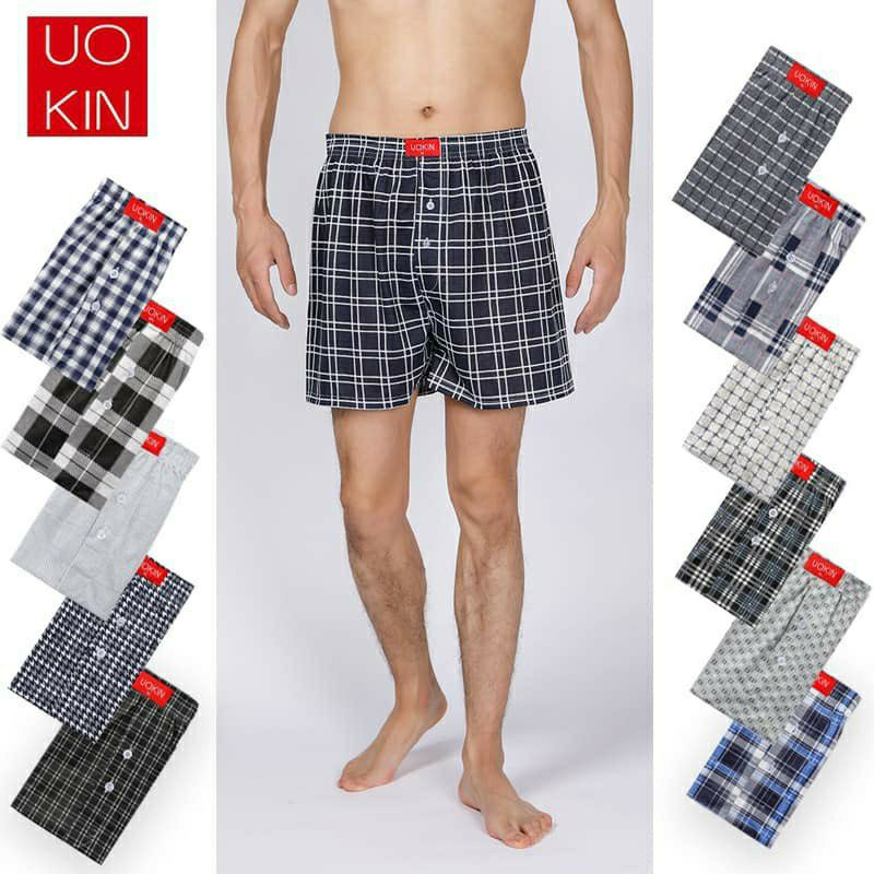 Set 4 quần đùi vải nam Uokin mặc nhà chính hãng (Họa tiết khác nhau)