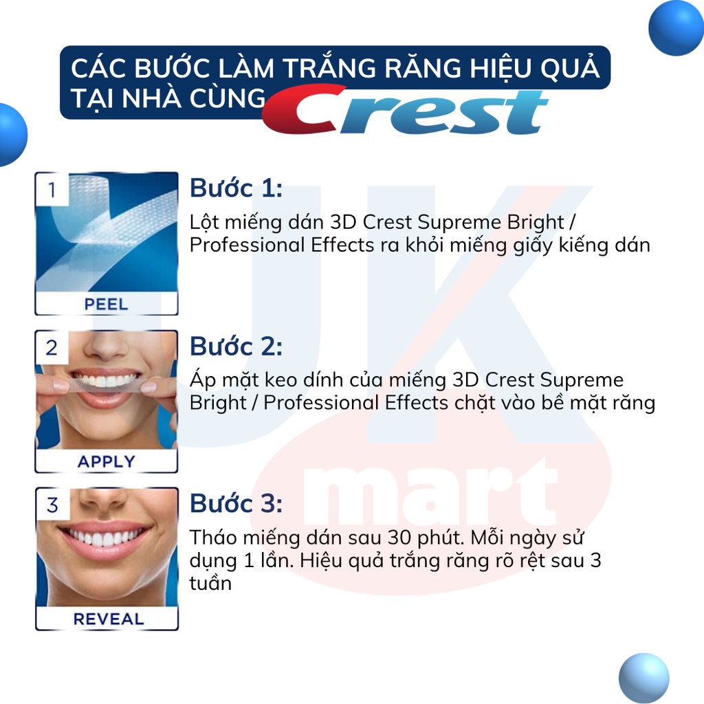 Miếng Dán Trắng Răng Crest Whitestrips Supreme Professional - White Effects