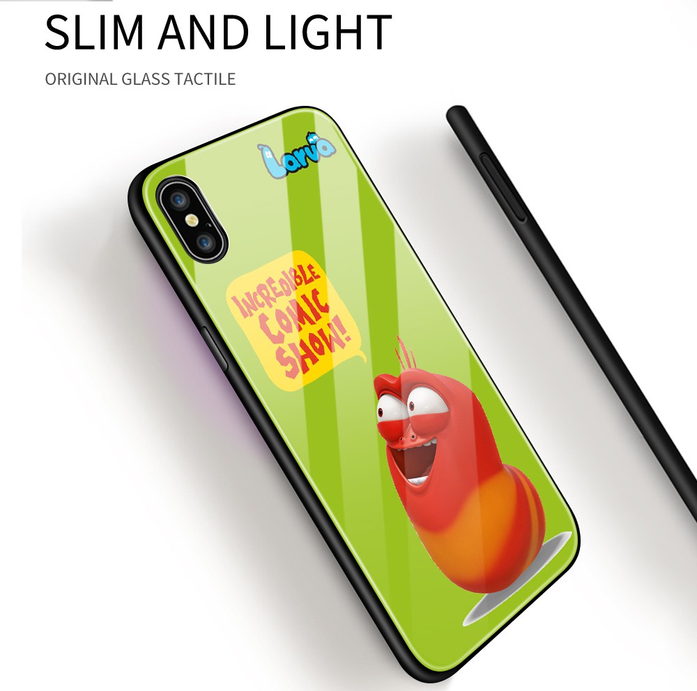 For OPPO A9 2020 A5 2020 A92 A52 A92S A71 A71K A31 A73 A75 A75s A83 A91 For  3D Funny Cute Cartoon Cases Korea Larva Character Casing Red Yellow Pink Green White Tempered Glass Phone Case Cover Ốp điện thoại kính cường lực In Hình cứng Ốp lưng cho Case