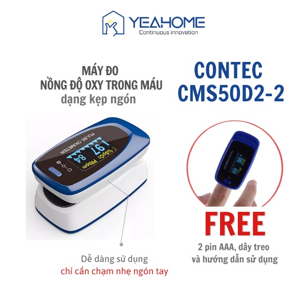 Máy Đo SPO2 CONTEC CMS50D2-2 Chính Hãng Đo Nồng Độ Oxy Máu Độ Chuẩn Xác Cao Chứng Nhận FDA Hoa Kỳ - YeahomeCare Saigon