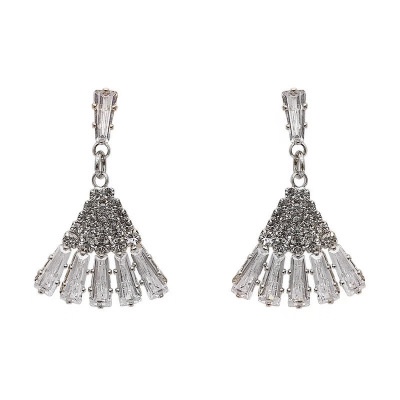 Bông tai đính đá cao cấp hình quạt phong cách sang trọng hiện đại ANNIE - M2-02