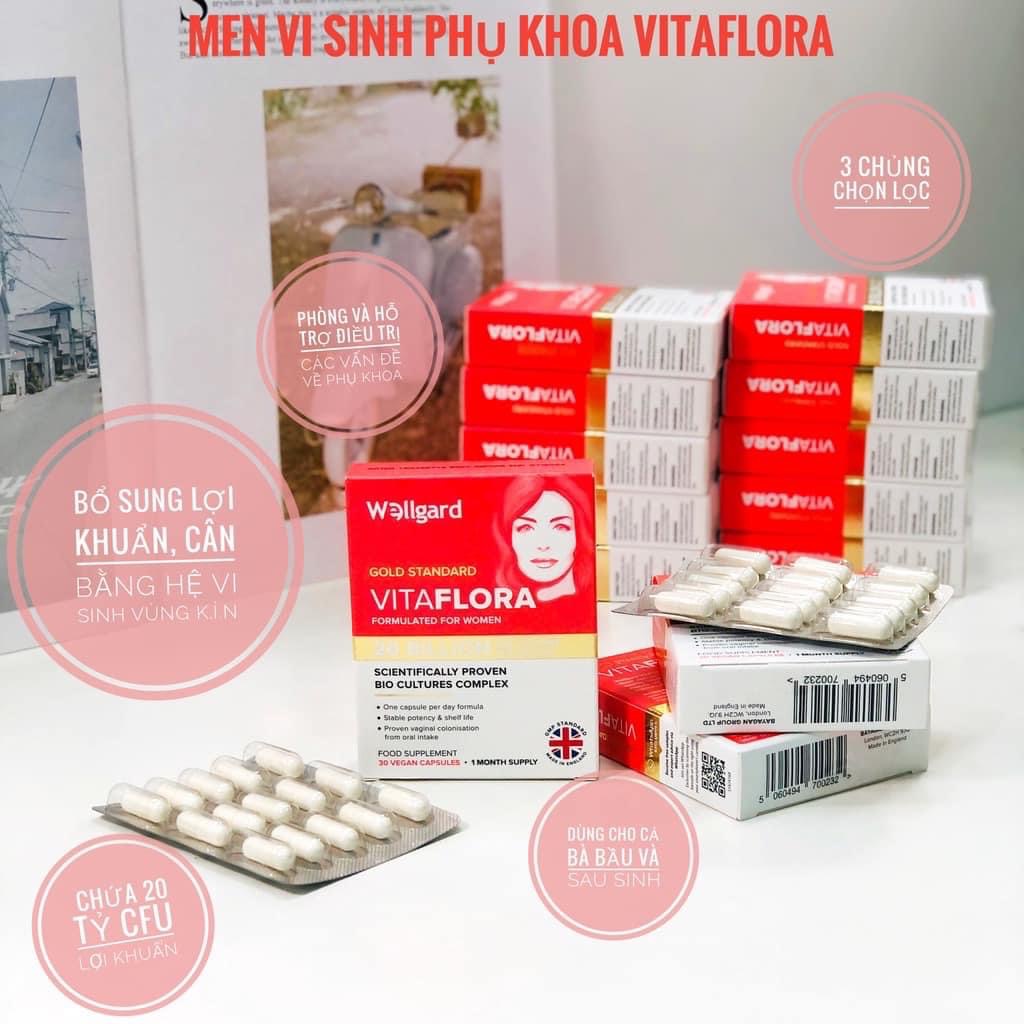￼Men vi sinh phụ khoa Vitaflora 20 tỷ CFU lợi khuẩn hộp 30 viên