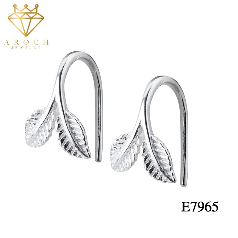 Khuyên tai bạc Ý s925 2 lá E7965 - AROCH Jewelry